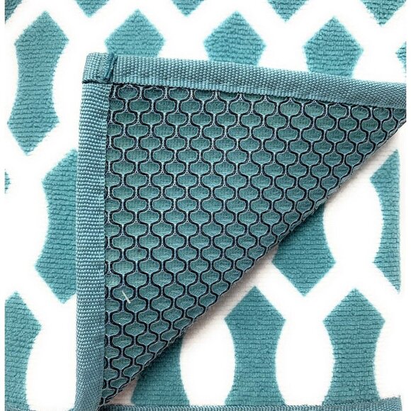 Dish Drying Mat 15 x 20 Teal White Lattice Pattern Padded Microfiber - Picture 4 of 4